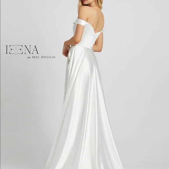 Dress by IEENA white satin chiffon A-line gown with Pockets! Size 8 NWT gorgeous - Picture 3 of 3